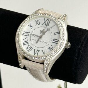 Juicy Couture White Leather and Crystal Watch